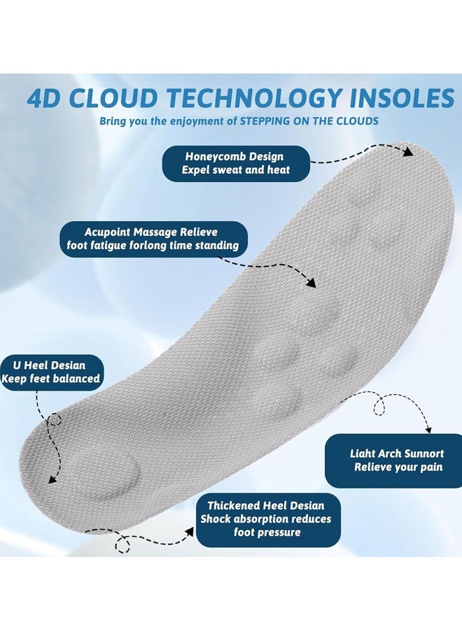 نعال داخلية من إسفنج الذاكرة مع دعم لقوس القدم للنساء والرجال، نعال داخلية مريحة للتدليك، بديلة لنعال الأحذية الرياضية وأحذية العمل، قابلة للتهوية، ماصة للصدمات (مقاس 5/5.5 بريطاني) - Image 2